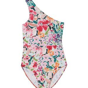 Summersalt swimsuit size 14 ruched side stroke floral one shoulder